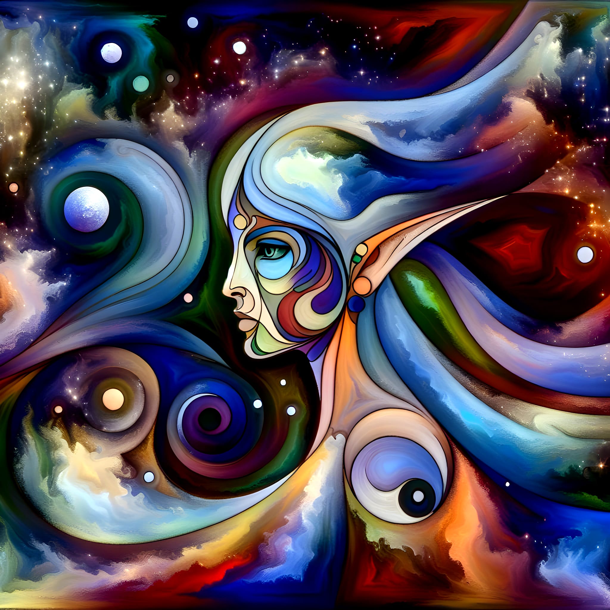 Cosmic Elf from a Distant Universe in Abstract Style
