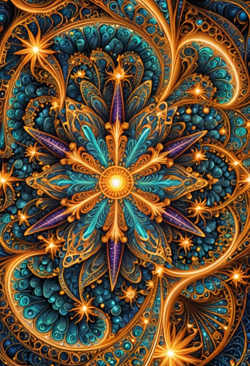 Glowing Fractal Star Radiates Light in 3D