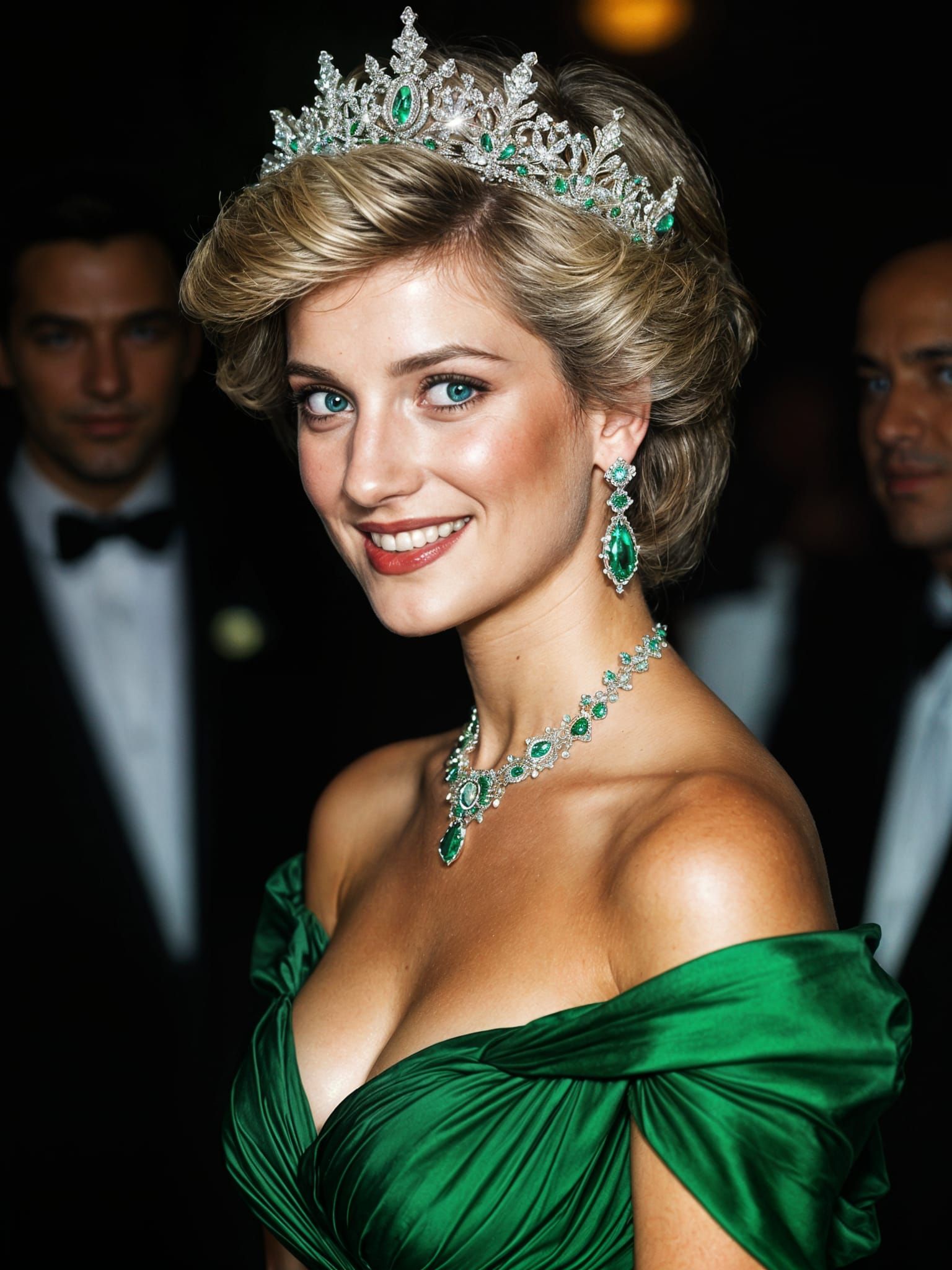 Princess Diana in Elegant Emerald Gown