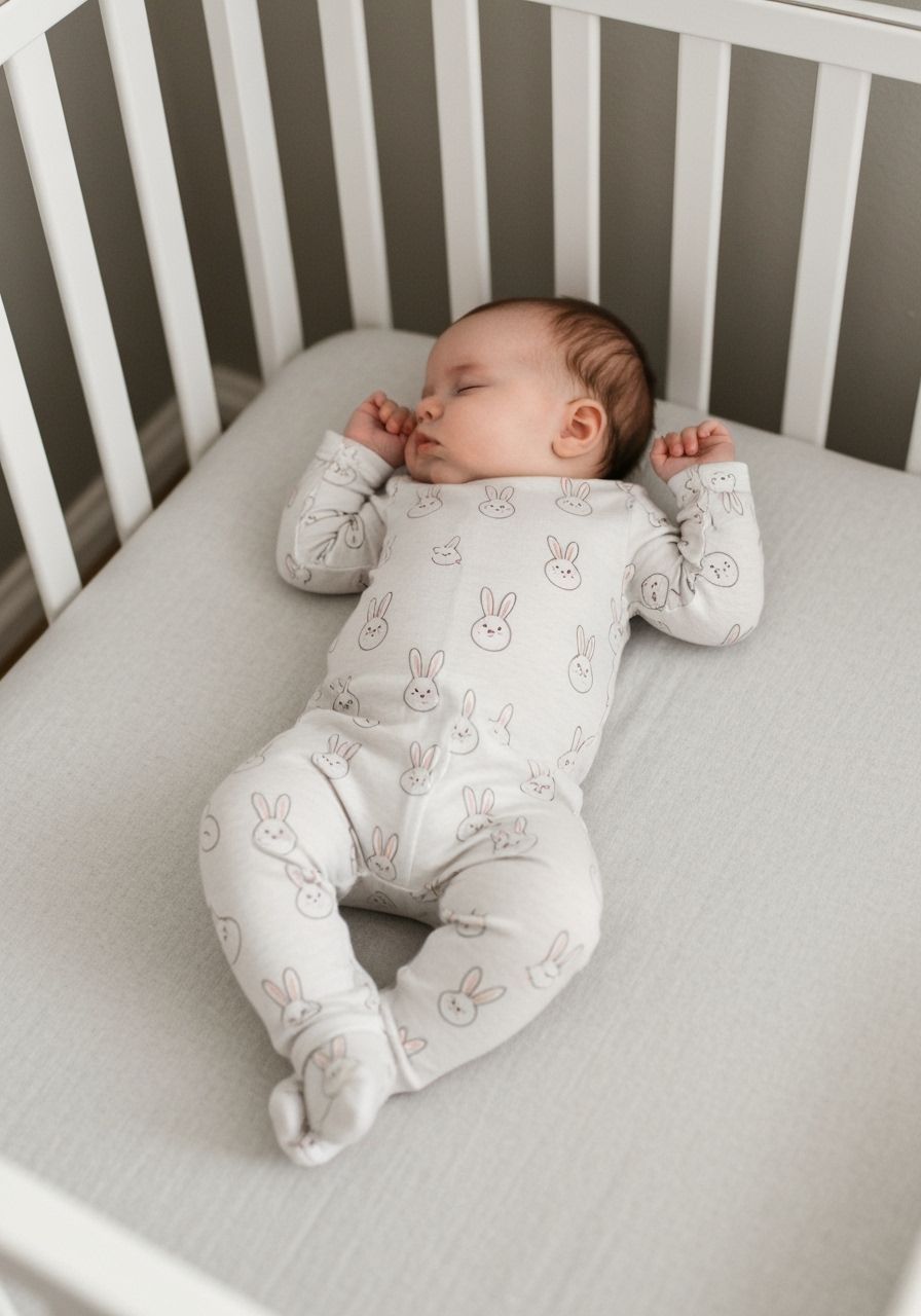 Peaceful Baby Sleeping in Bunny Pajamas