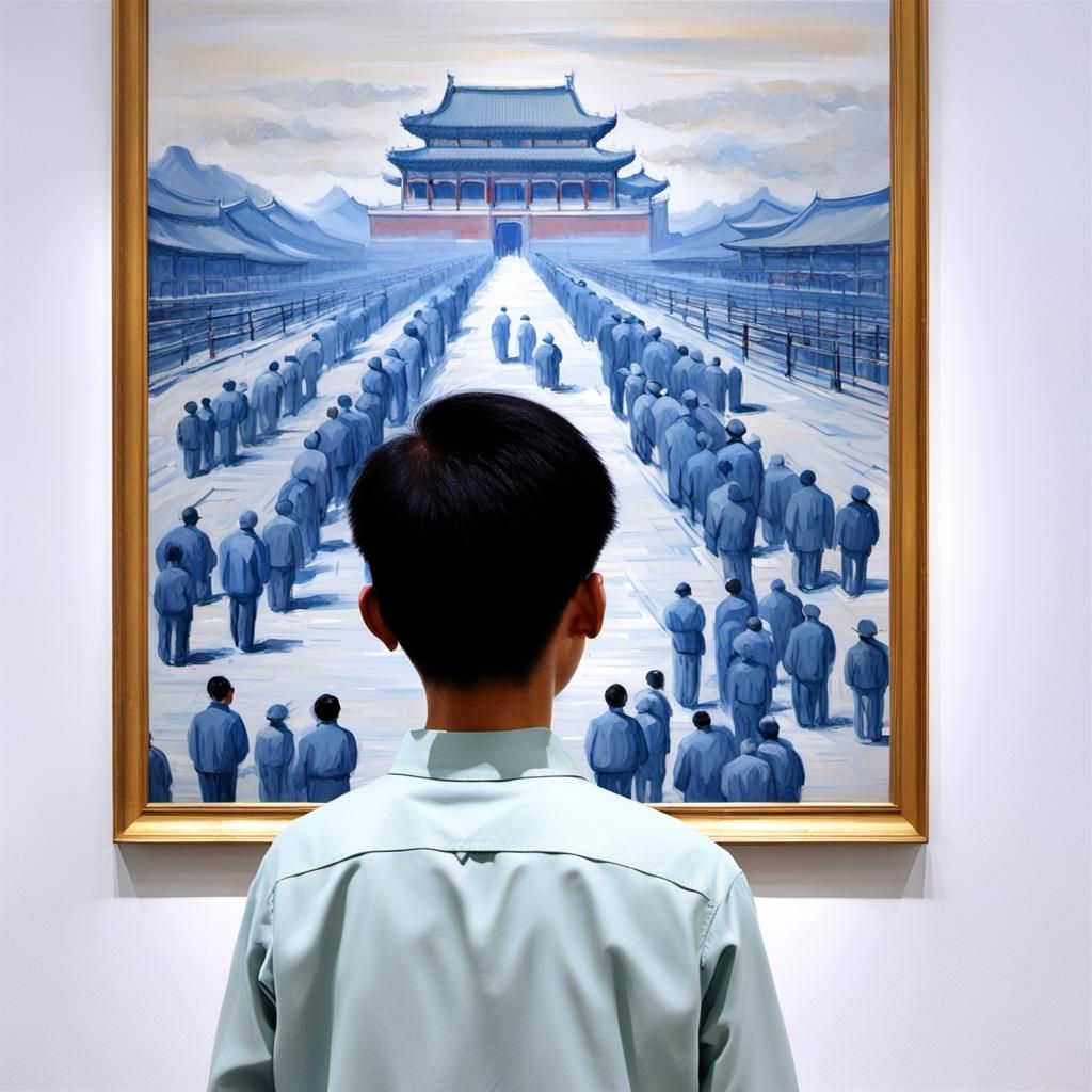 Mao Gazing at a Monumental Painting