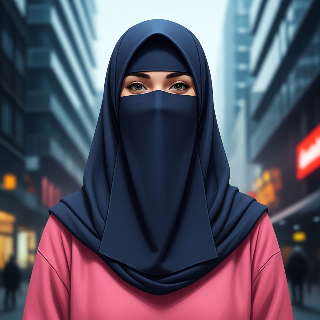 Beautiful Irish Woman in Niqab, Fantasy Art Portrait