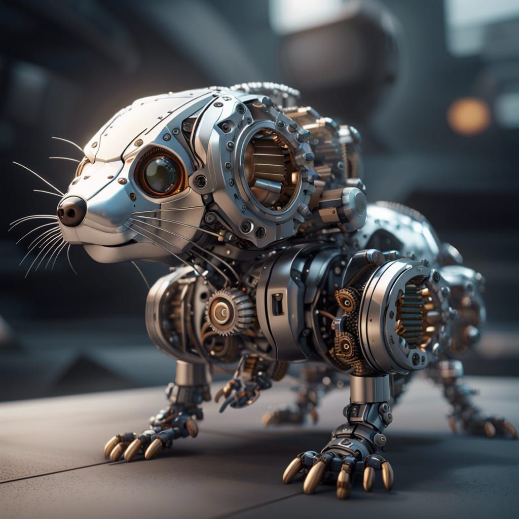 Futuristic Mechanical Ferret in Sci-Fi Style