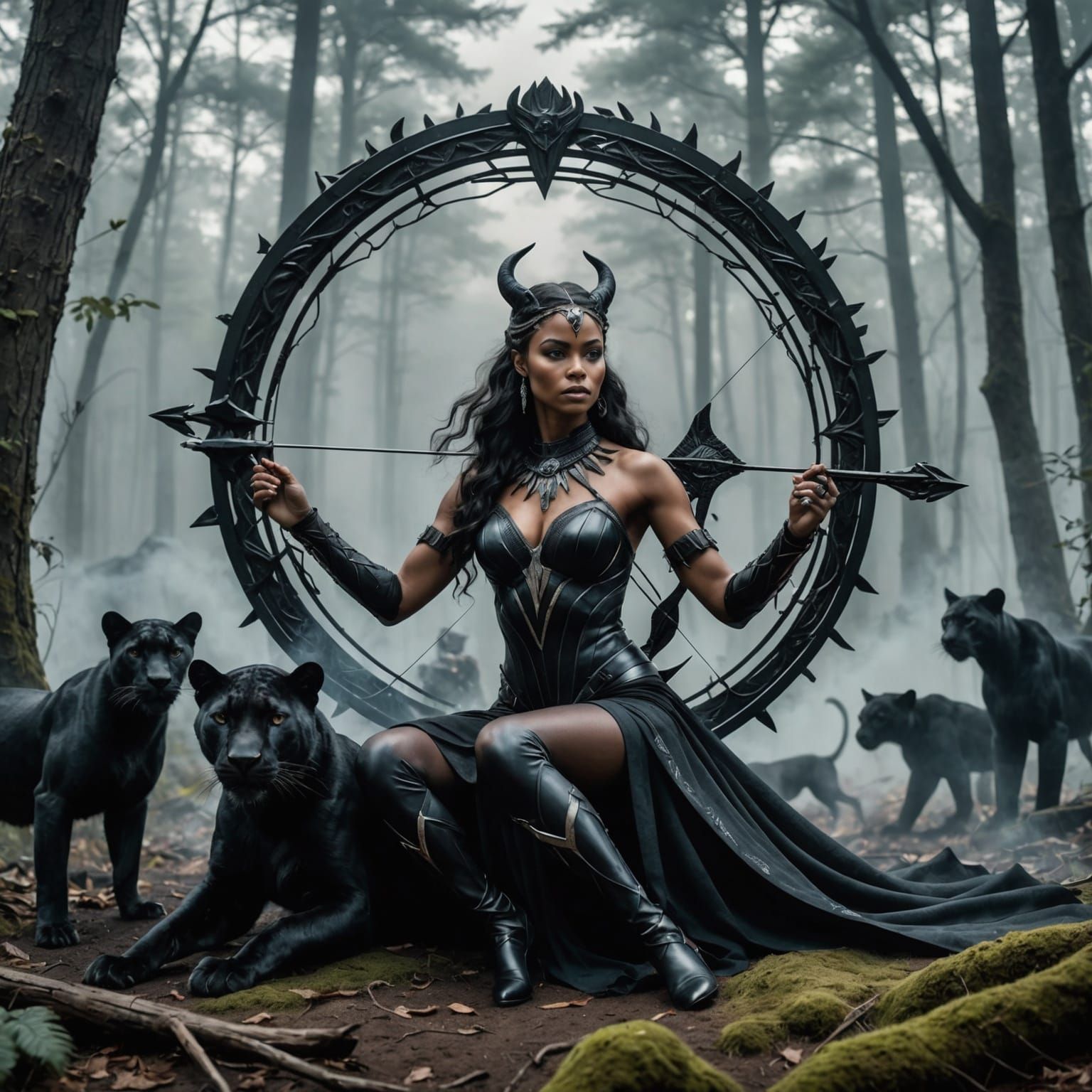 Goddess on Black Panther in Synchronized Chaos