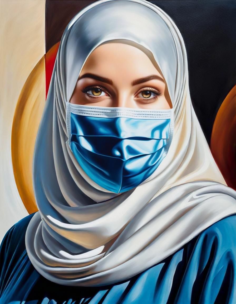 Hyperrealistic Oil Painting: Woman in Hijab Portrait