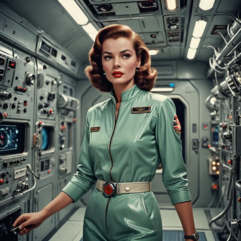 Glamorous Space Age Woman in Atomic Era Style