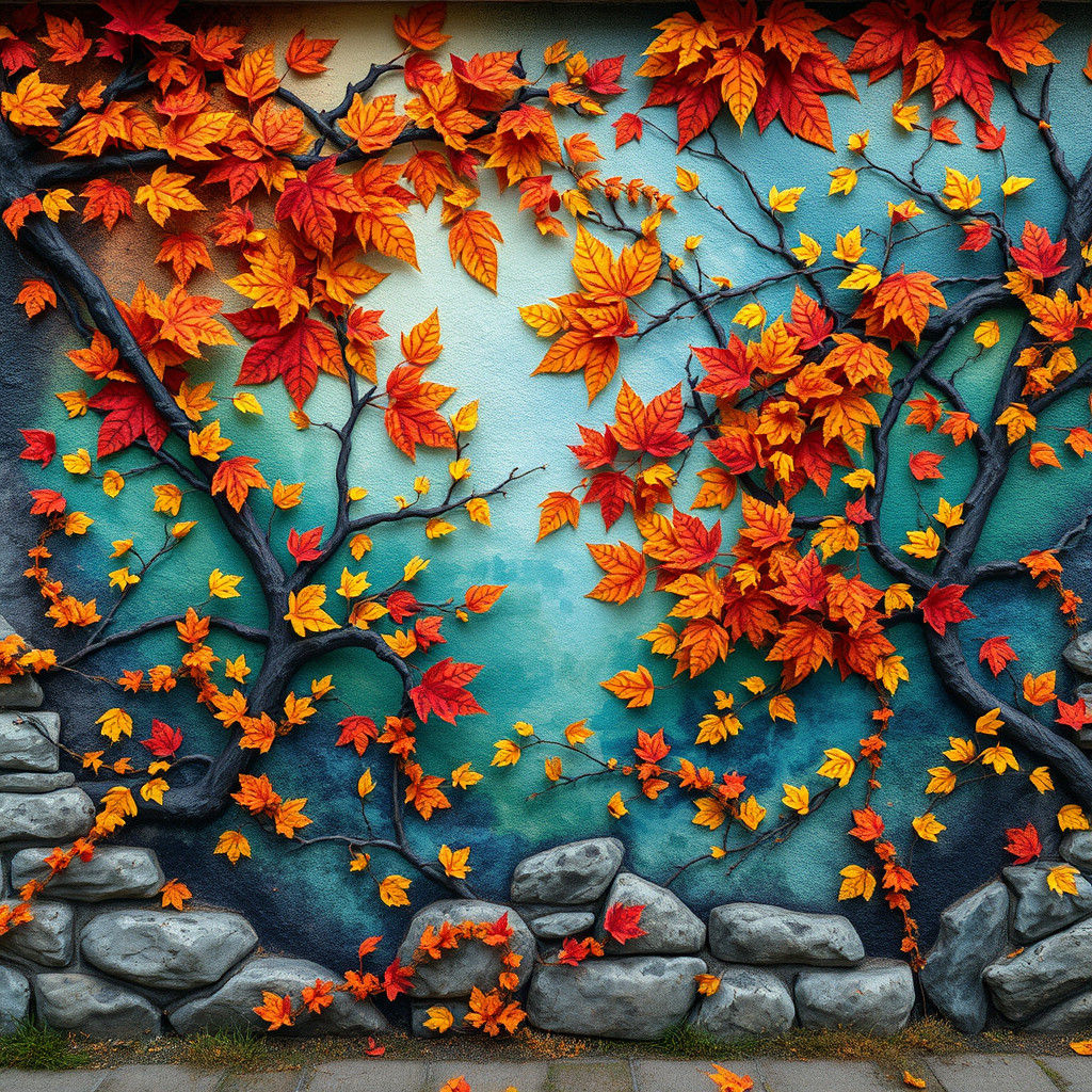 Fantasy Autumn Landscape Mural in Concept Art Style