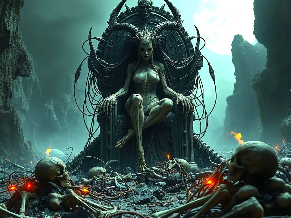 Cybergothic Demon Reigns Over Ruins in Twisted Throne