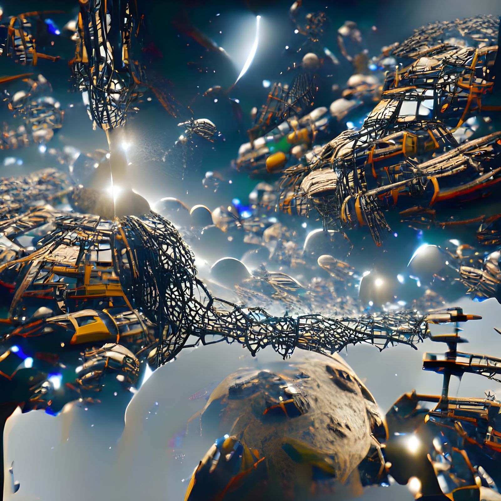 Epic Asteroid Junkyard Above Earth in Unreal Engine