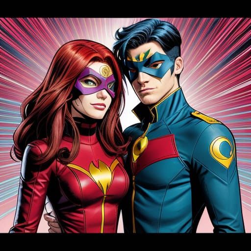 Teenage Heroes in Comic Book Style Valentine's Day Celebrati...