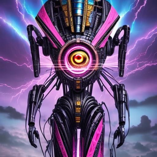 Egyptian Princess with Cybernetic Enhancements in Vibrant Co...