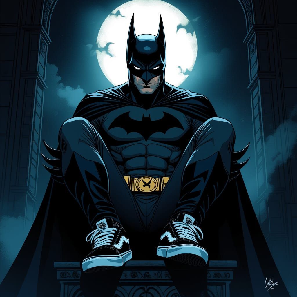 Batman in Satanic Vans, Gothic Digital Art