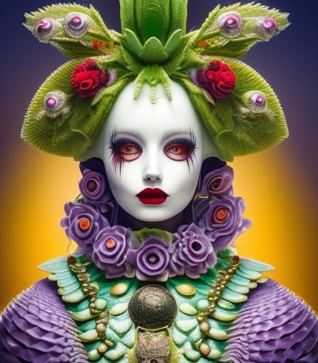 Baroque Biopunk Scene with Bees and Bells