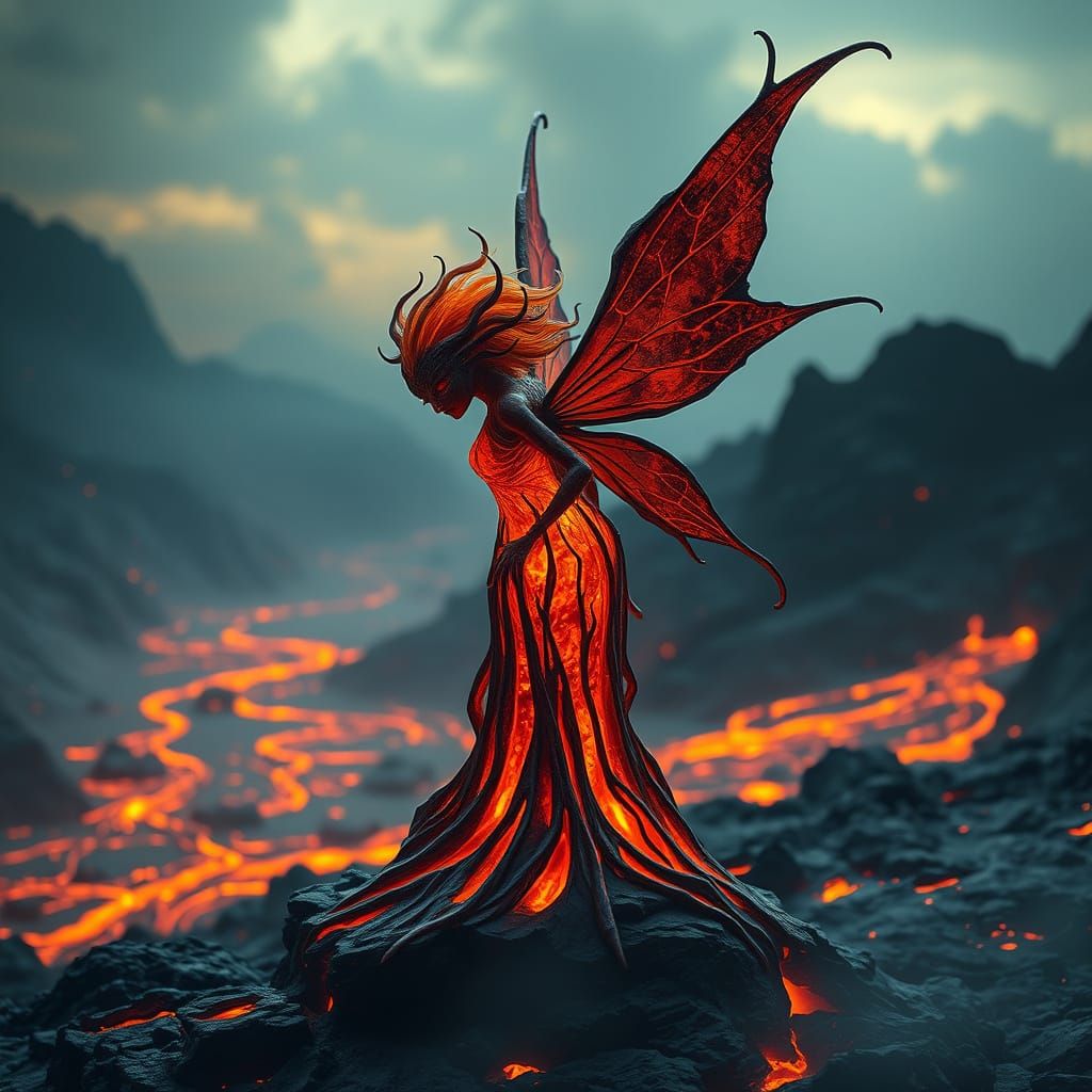Lava Fairy in Volcanic Landscape