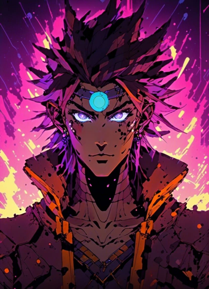 Dark Fantasy Demon Lord in 80's Anime Style