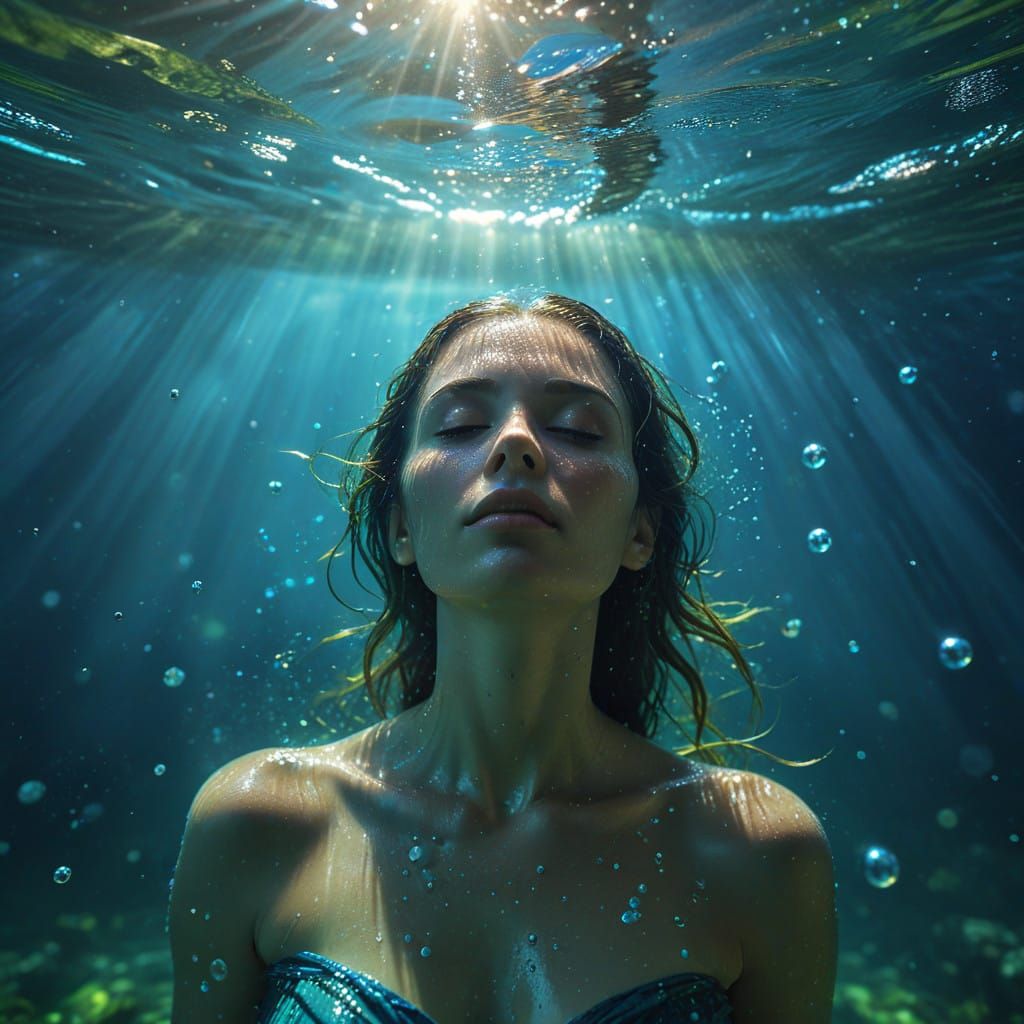 Ethereal Aquatic Goddess in Fine Art