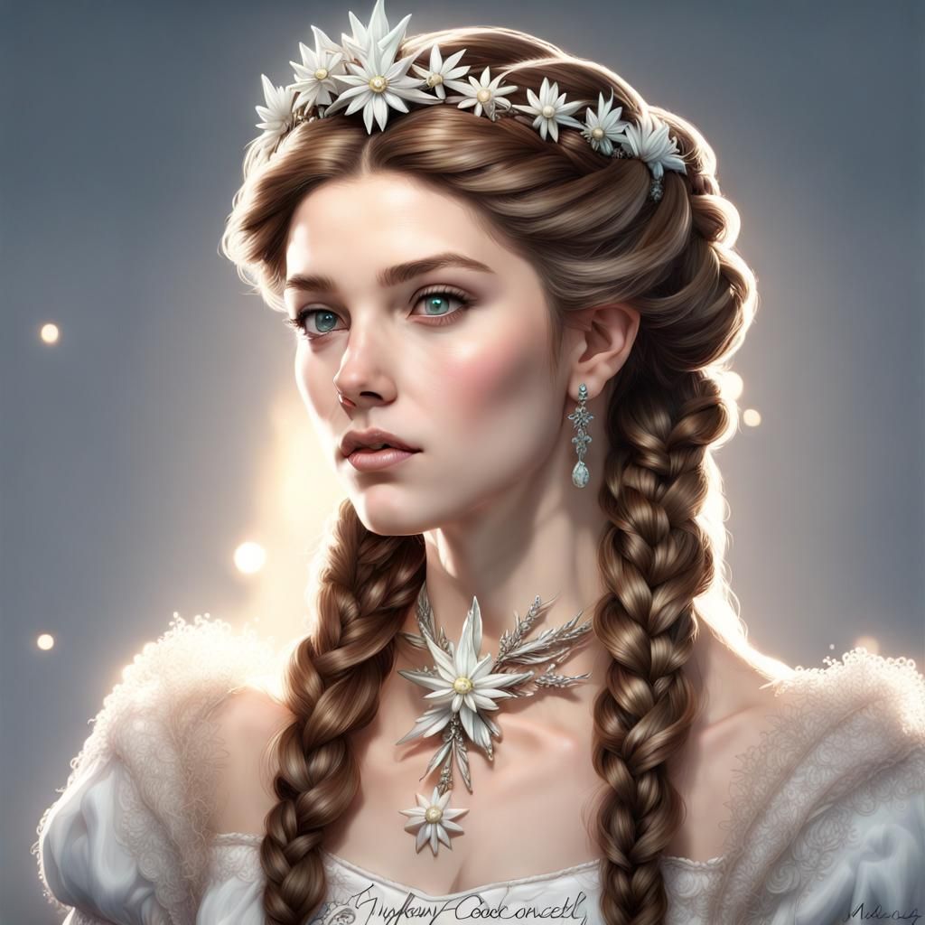 Princess Sissi with Braided Crown in Fairycore Style