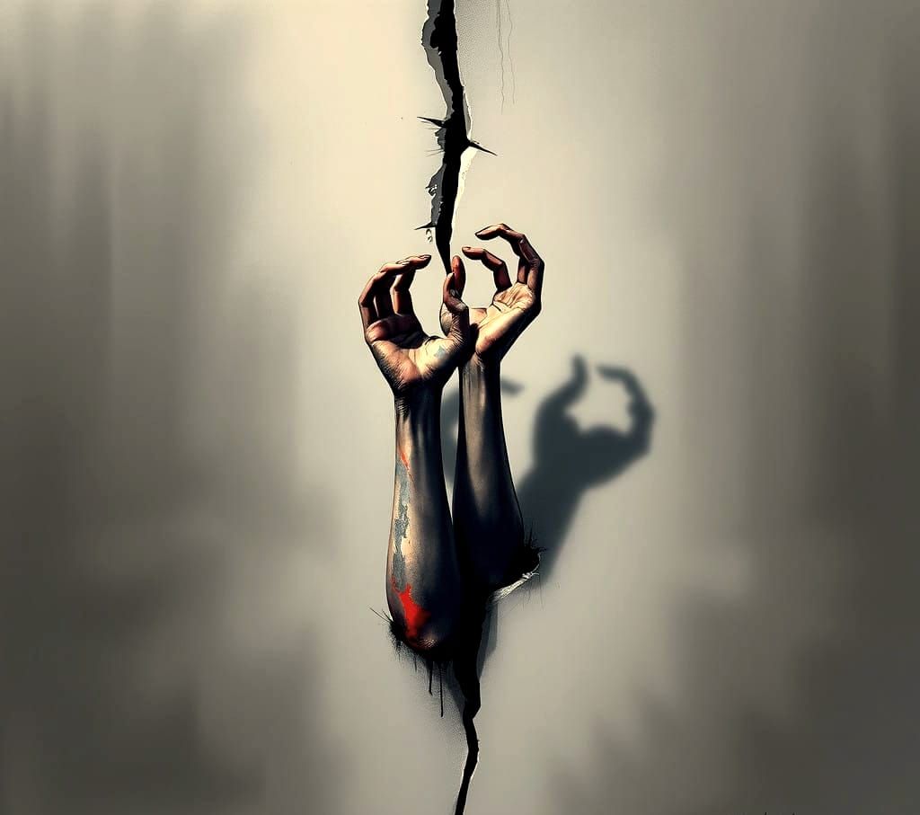 Fragile Existence: A Stark, Monochromatic Crack