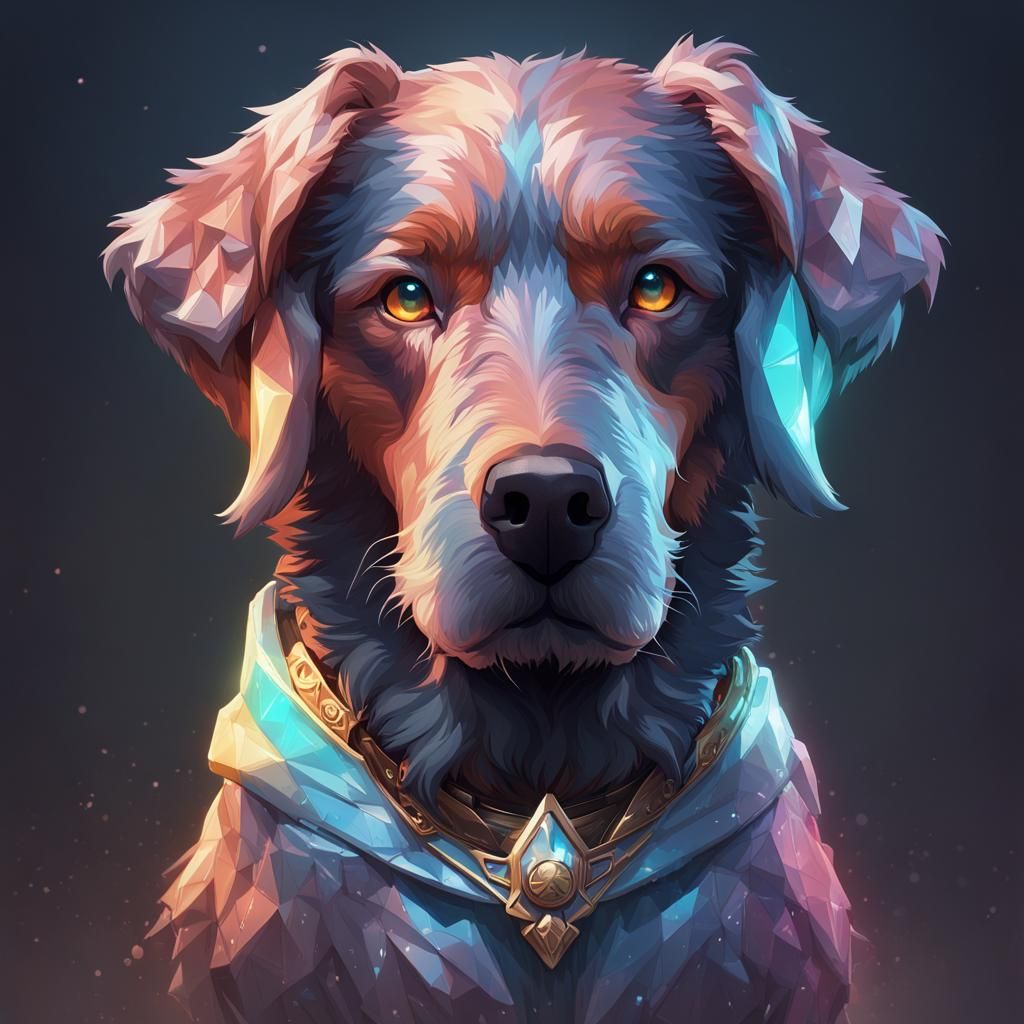 Hyperdetailed Crystal Dog Portrait in 8k Resolution