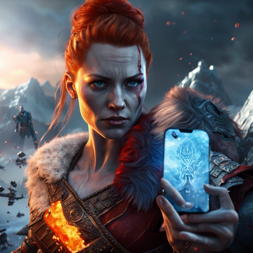 Kratos Selfie in Ice and Fire Land, Unreal Engine