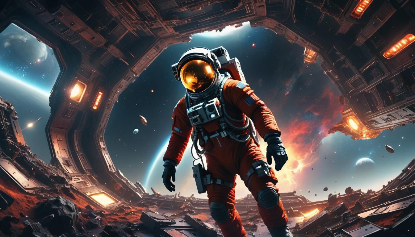 Astronaut in Spaceship During Supernova: Cinematic Digital A...