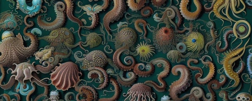 Detailed Illustration of Marine Life and Creatures