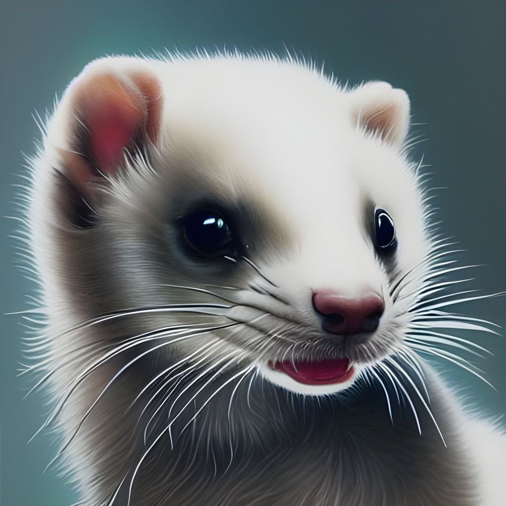 Magical Fluffy Ferret in Hyperdetailed Chrome Filigree