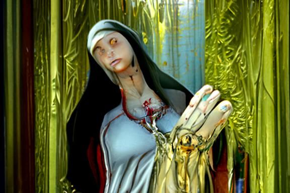 Evil Virgin Mary: Hyperdetailed Photorealistic Digital Art