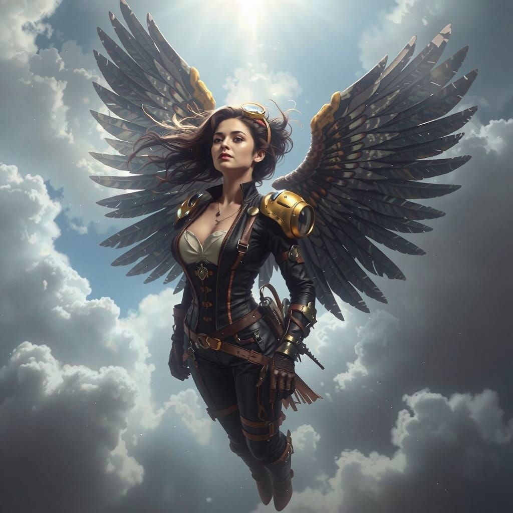 Steampunk Inventor's Flight on Mechanical Wings