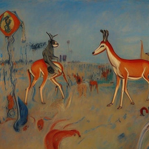 Gazelles in a Post-Apocalyptic Fantasy, Expressionist Style