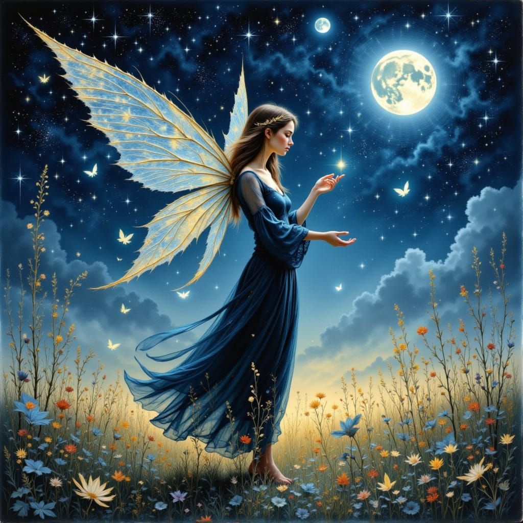 Elf Princess in Twilight Landscape