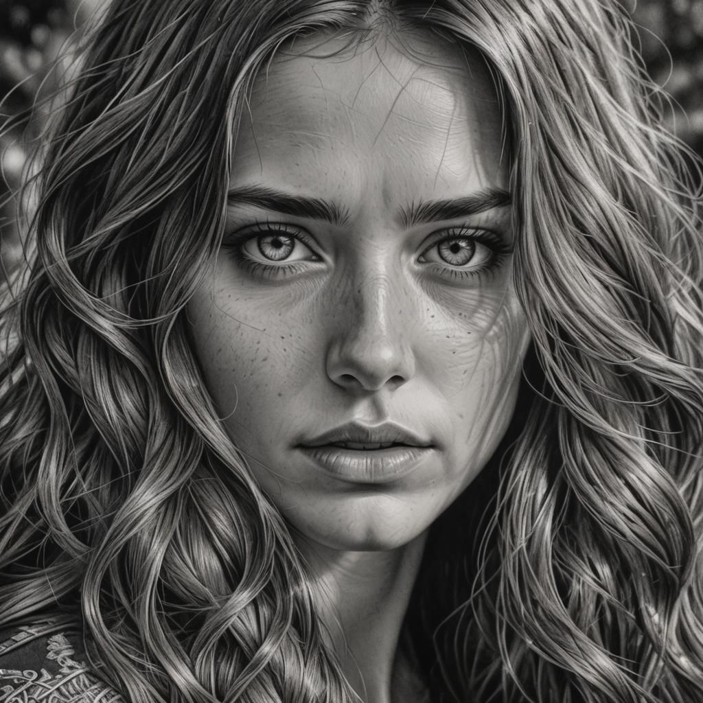 Hyperrealistic Pencil Drawing of a Beautiful Woman