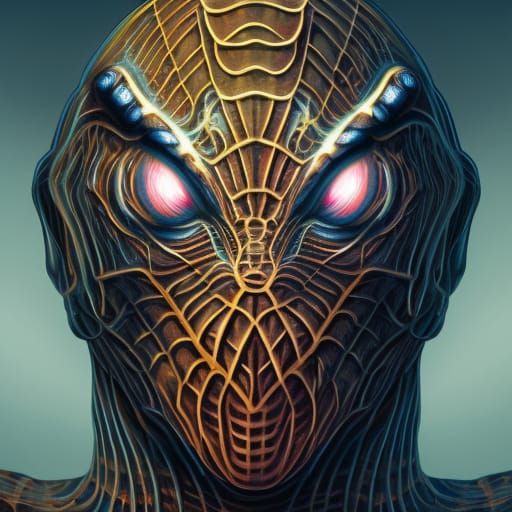 Hyperrealistic Arachnid-Humanoid Hybrid in Splash Art Style