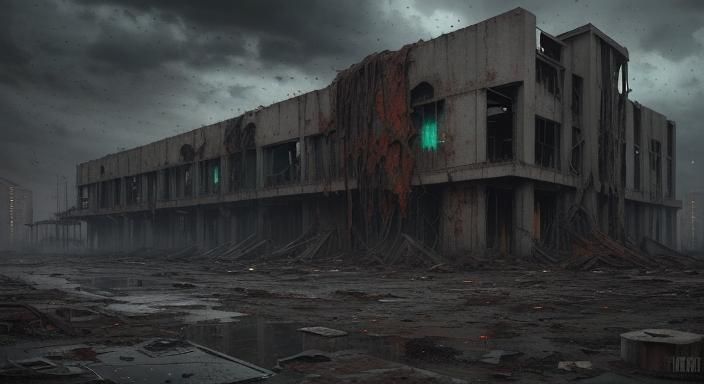 Abandoned Concrete Plant: Dark Horror Landscape