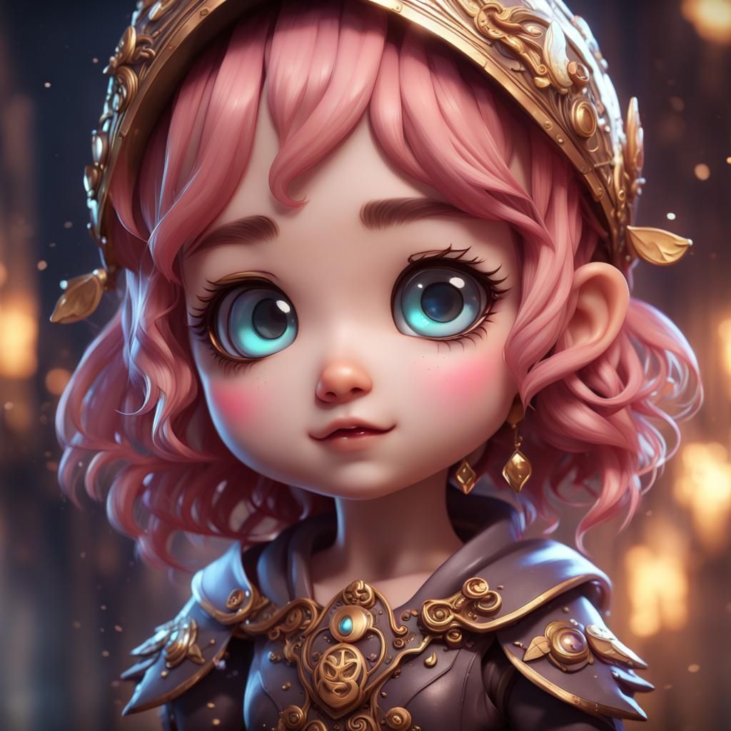 Cute Chibi Character in Detailed Matte Painting