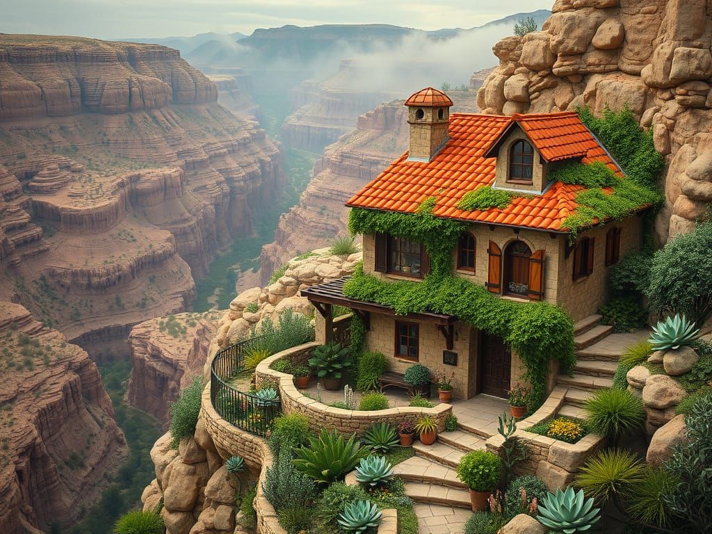 Whimsical Desert Oasis Cottage in Fantasy Style