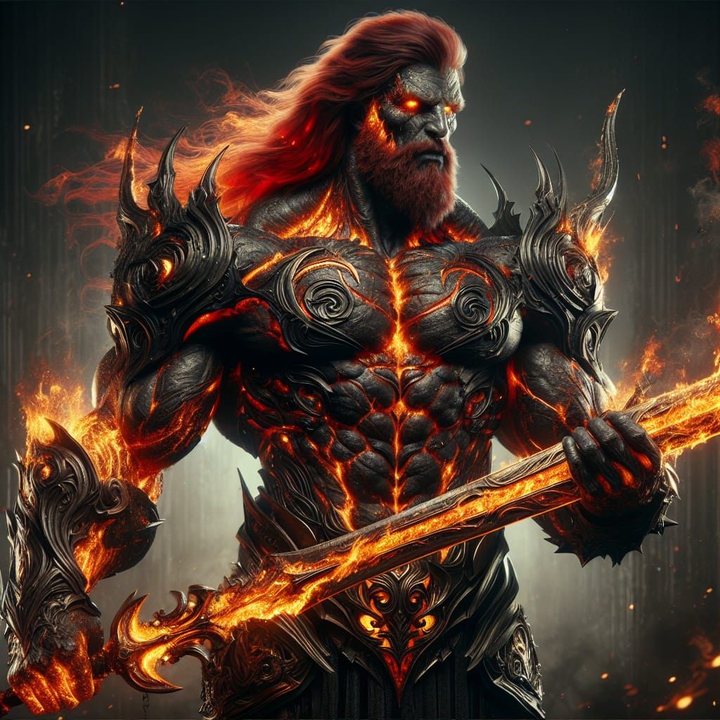 Epic Fire Giant Wielding Flaming Greatsword