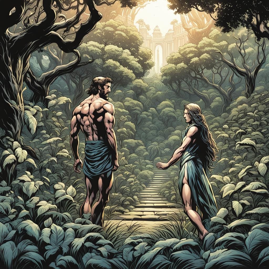 Adam and Eve in Eden: Comic Book Art