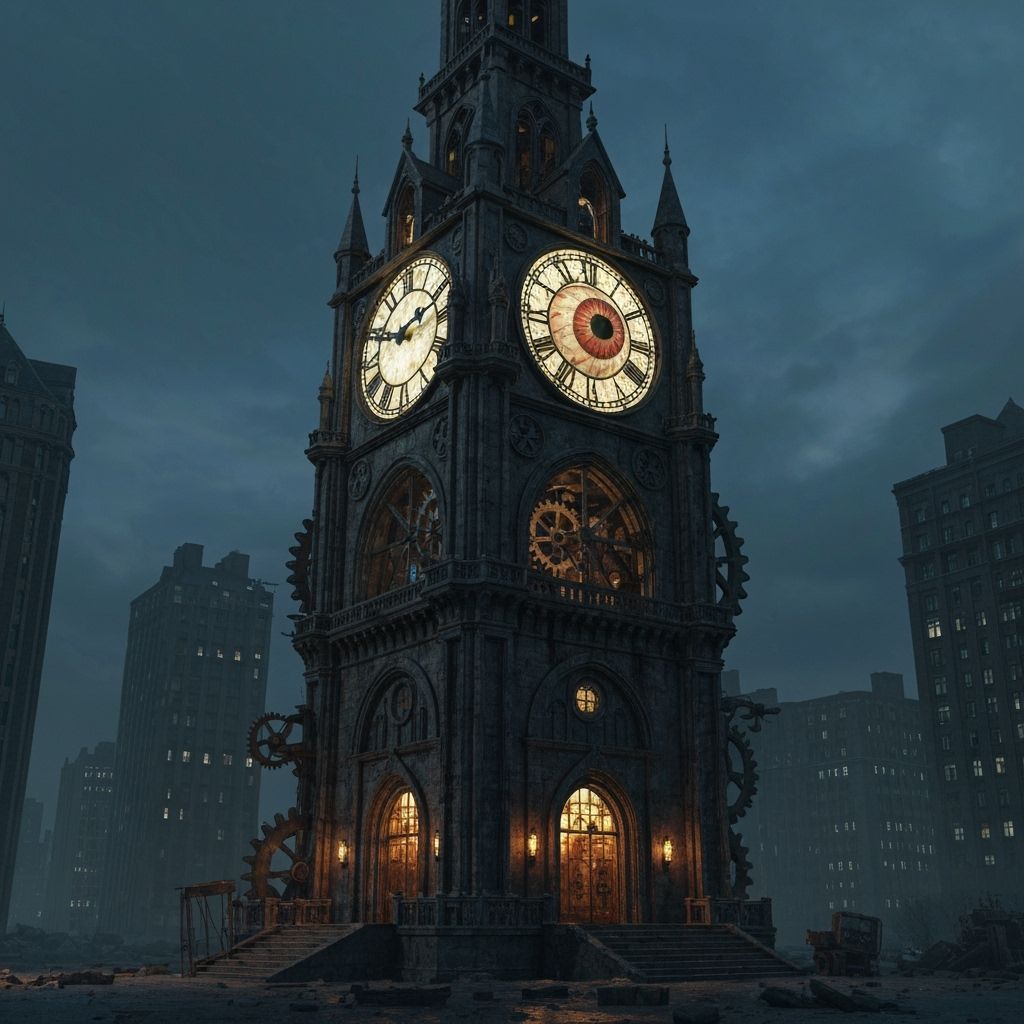 Gothic Clocktower Villain Lair in Twilight City