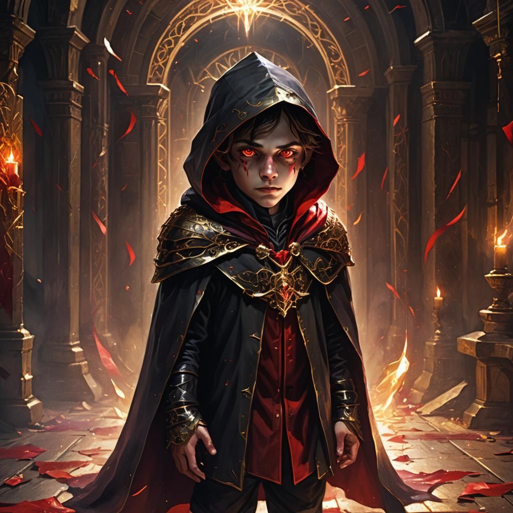 Vampire Prince in Gothic Chamber, Fantasy Art