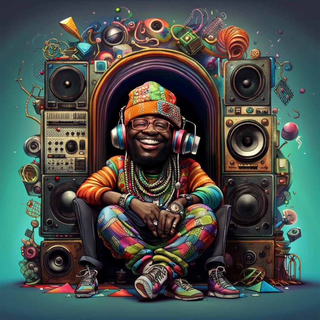 Maximalist Hip Hop Star in Recording Studio