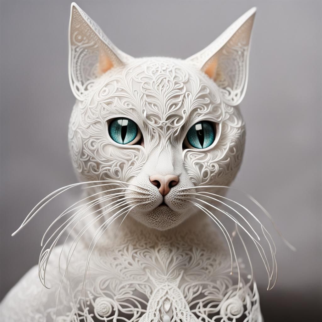 Lace Cat Captured in Photographic Style