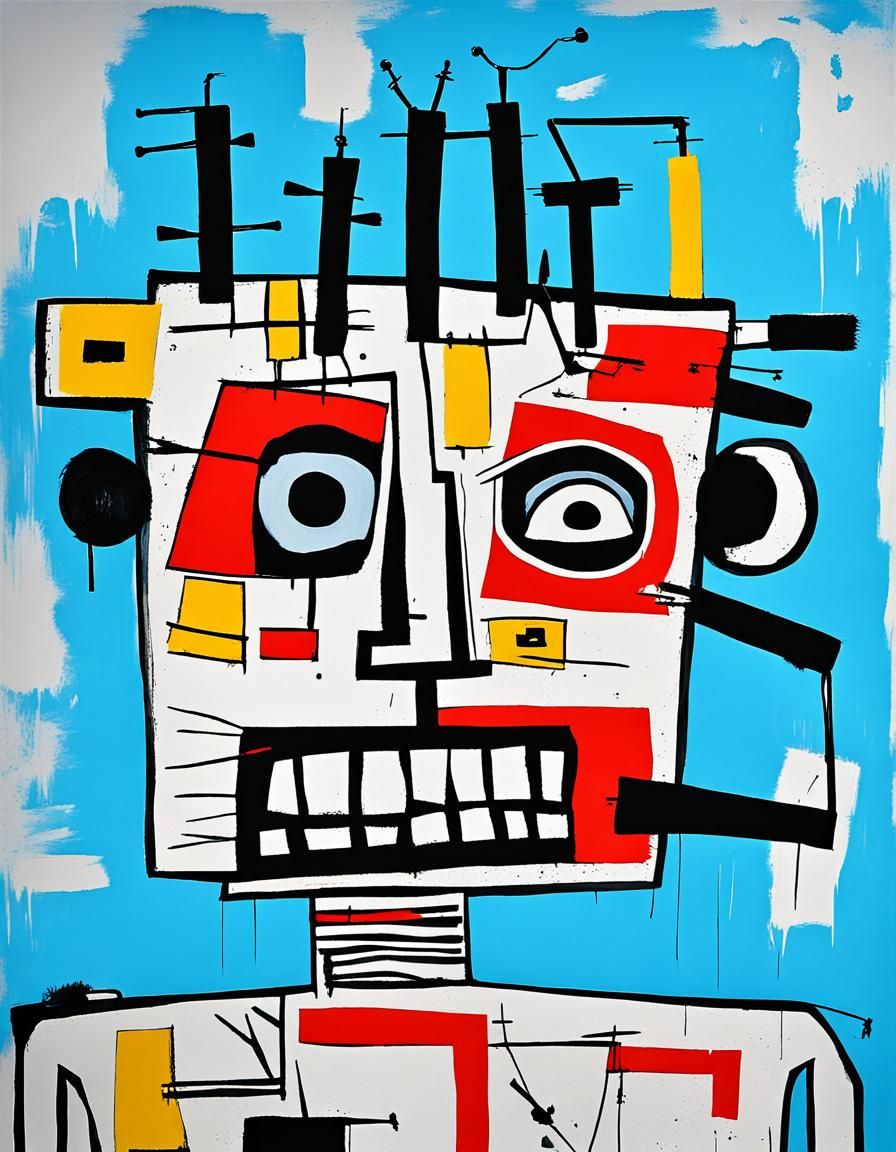 Cyborg Robot Man in Abstract Expressionist Style