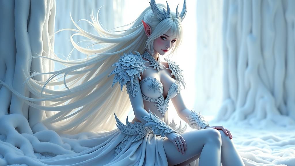 Icy Devil Queen in Anime-Inspired 3D Art