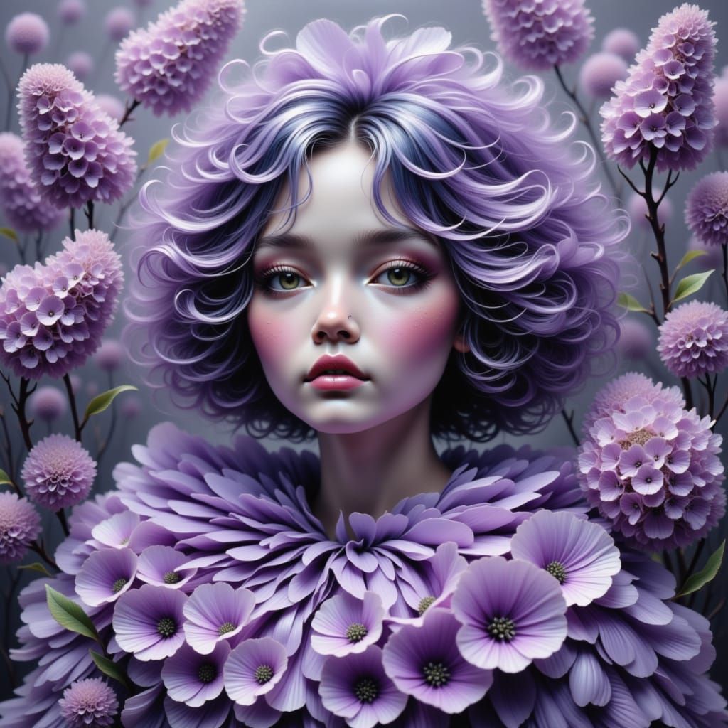 Ethereal Mimic Guardian in Lilac Garden as Watercolor Painti...