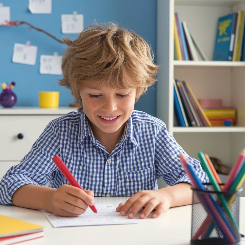 Boy's Joyful Math Discovery in His Room