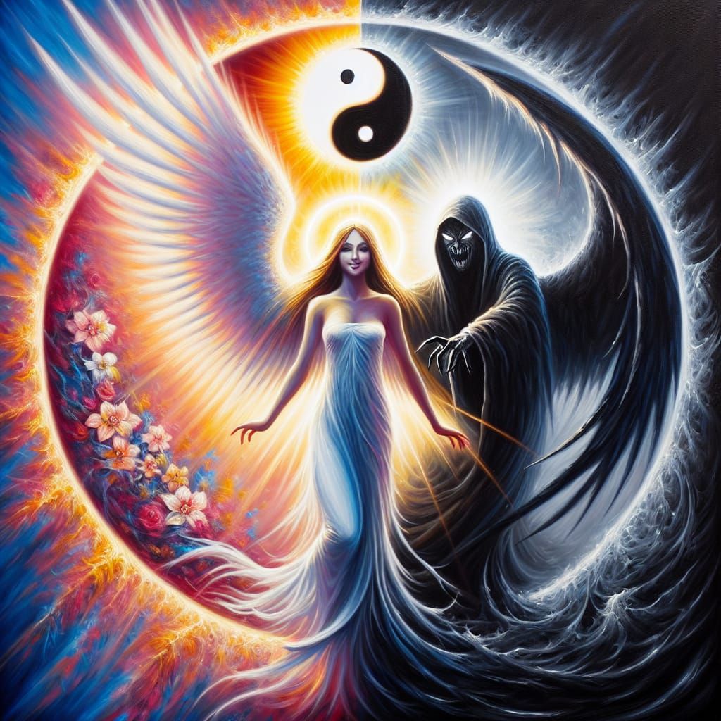 Angel and Devil: Contrasting Light and Darkness
