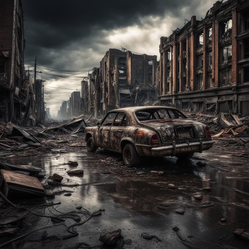 Apocalyptic Landscape in Hyperrealistic Style