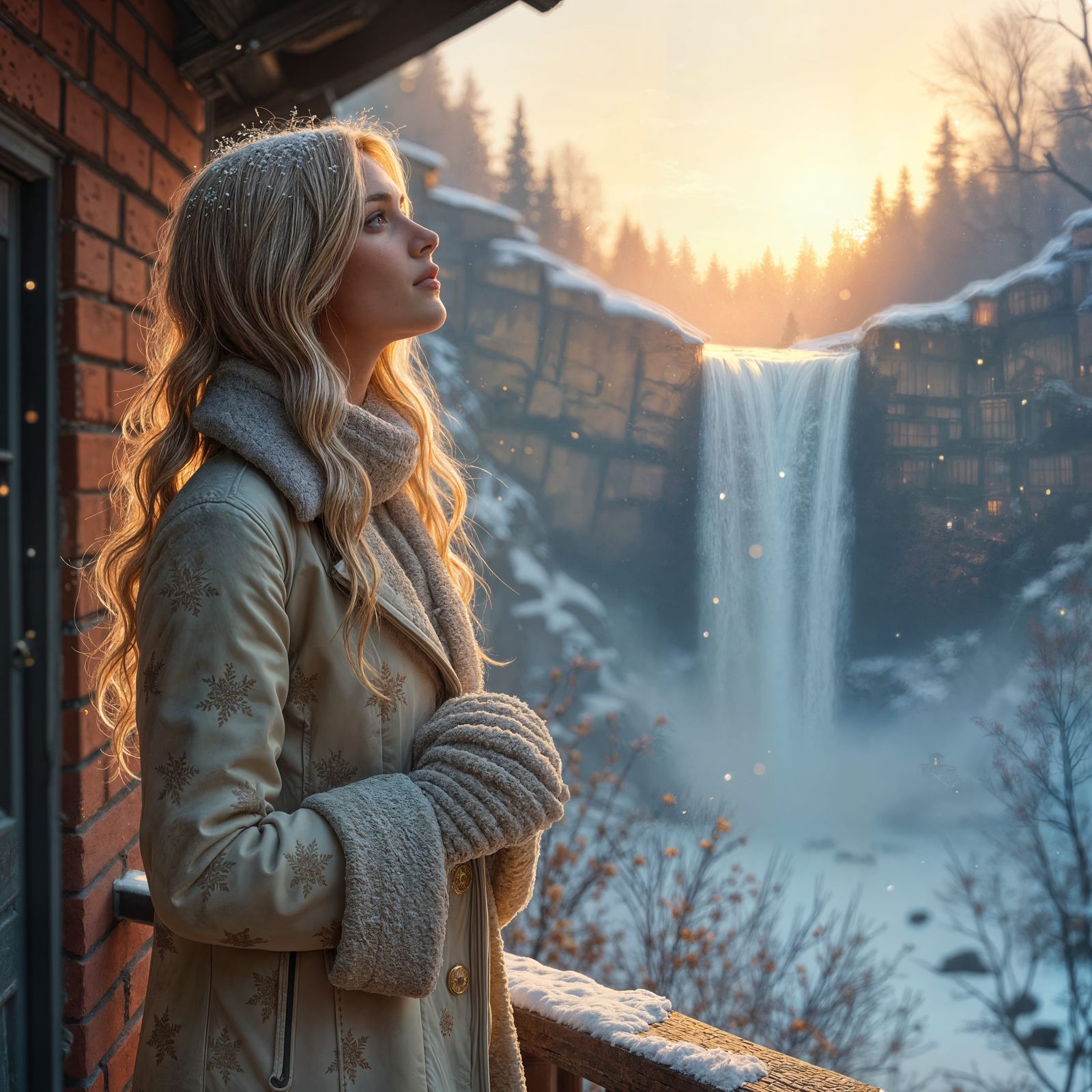 Blonde Woman in Snow, Russ Mills Style