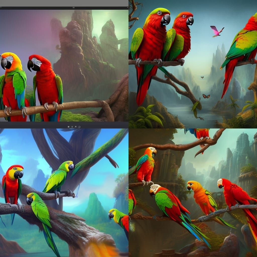 Parrots Take a Selfie: Detailed Matte Painting